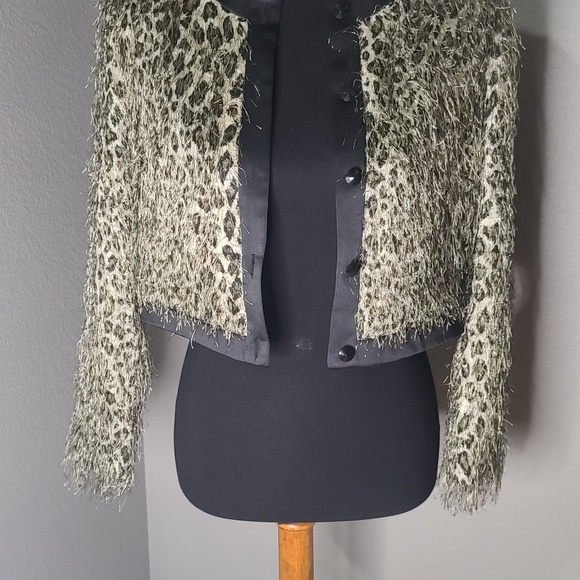 Vintage Francais Huey Waltzer Leopard Print Crop Jacket with Allover Threads - Picture 8 of 13